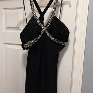 Elegant Black Embellished Women's Dress